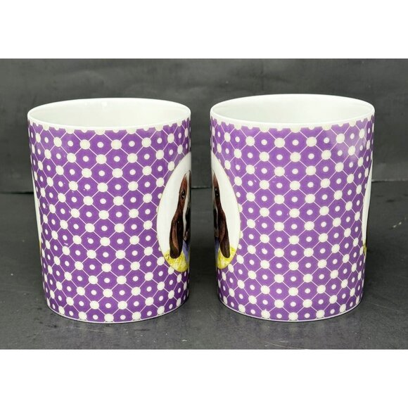 MEDARD DE NOBLAT UNE VIE DE CHIEN Basset Hound Mugs Cups 8 oz Set of 2 Limoges - Picture 4 of 9